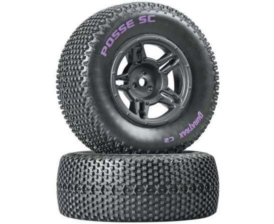 LEMDTXC3695-Posse SC Mounted Rear 1/10 Slash C2 Tires Black 12mm (2)