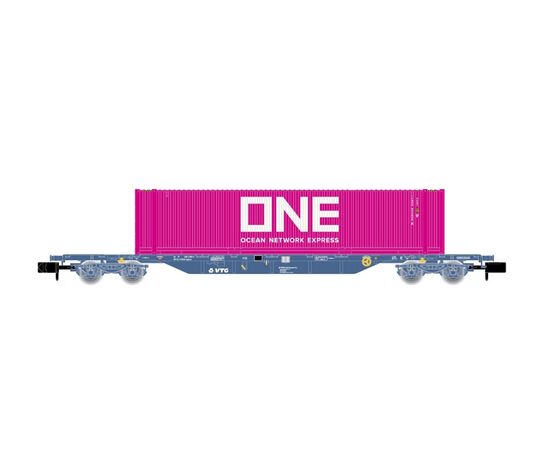 ARW02.HN6653-VTG 4-achsiger Containertragwagen flat wagon mit pink 45' Container ONe Ep.VI