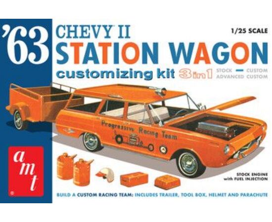 ARW11.AMT1201-1963 Chevy II Station Wagon w/Trailer