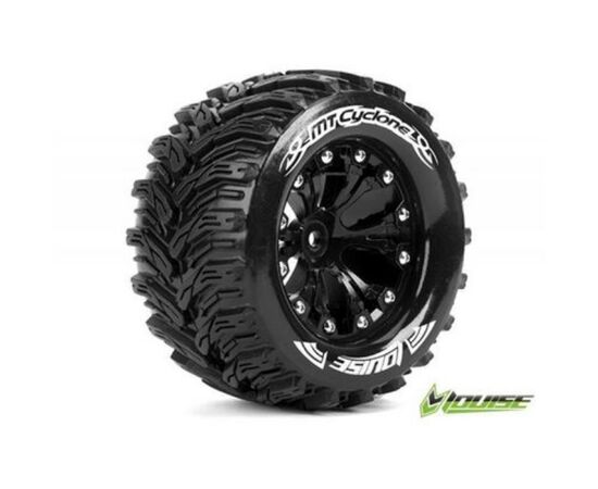 3-L-T3220B-MT-Cyclone 1/8 Scale Traxxas Style Bead 3.8 Inch Monster Truck Preglued Wheelset Offset 2pcs
