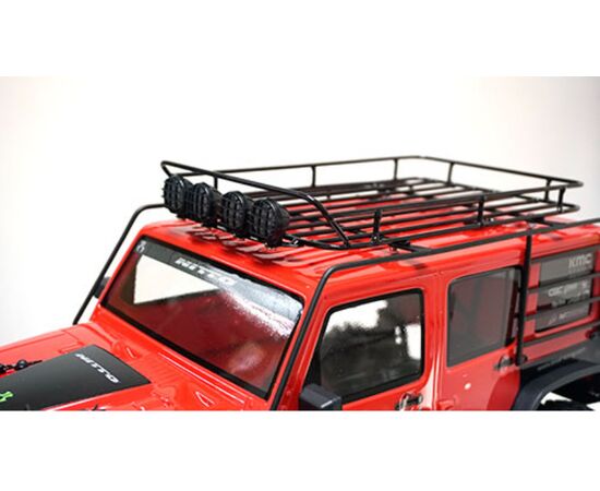 3-YA-0561-Metal Roll Cage with Luggage Tray and White Led Light for Jeep Wrangler Body 1/10