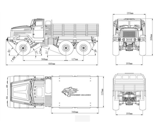 CRC90100014-KC6E, Trial Truck Kit 6x6, 1:12