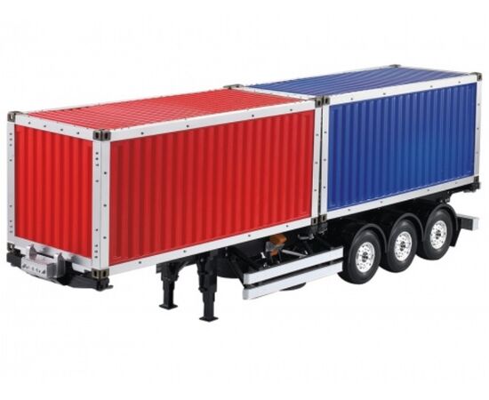 4-HH-140409-1/14 40 Foot Trailer Kit with Twin 20 Foot Container Kit, Tamiya compatible
