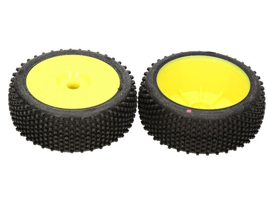 HB67616-HB BLOCK Mounted Tire (Red/Yellow Wheel/1/8 Buggy/2pcs)
