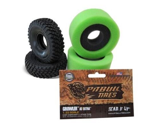 3-PB9005NK-Pit Bull Xtreme RC Growler AT/ Extra 1.55inch RC Crawler Scale Tires with Stage Foams 2pcs fit RC4WD