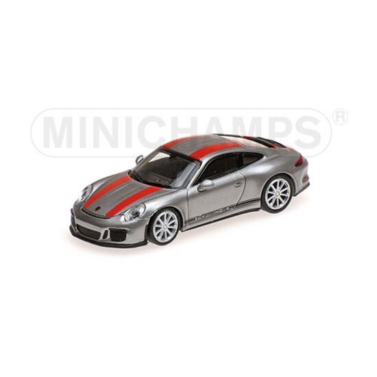 PORSCHE 911 R 2016 argent 1:87 w/Red Stripes and Black Writing
