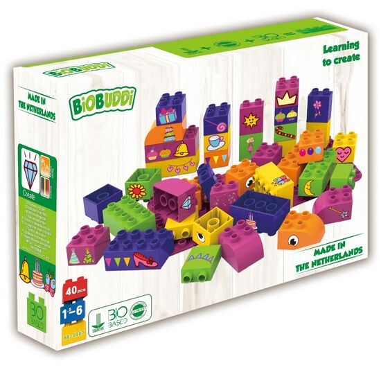 BIOBUDDI Blocks& 1 Plate Girls 40 pcs