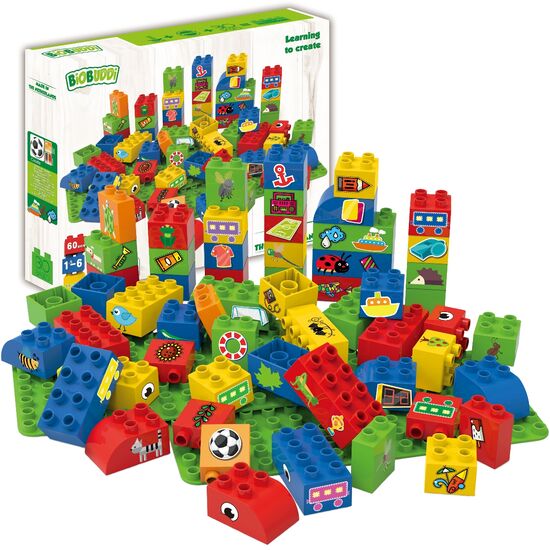 BIOBUDDI Blocks& 2 Plates Boys 60 pcs, 2 image