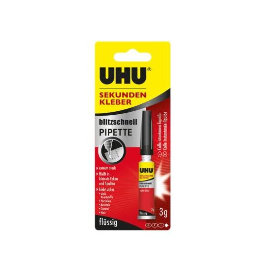 UHU Sekundenkleber Pipette, Inhalt: 3g,