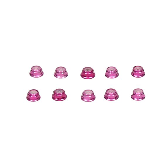 Alu Nylon nut w.flange pink 2mm