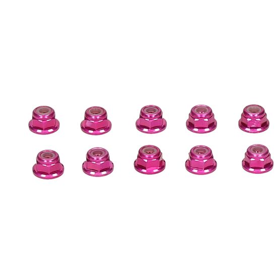 Alu Nylon nut w.flange pink 3mm