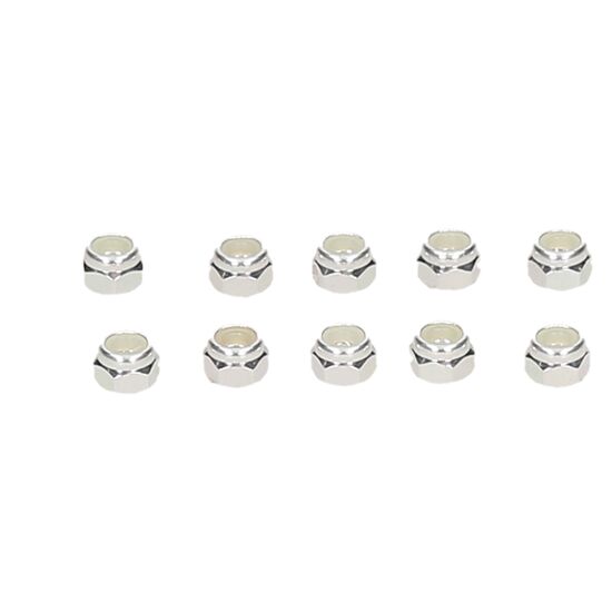Alu Nylon nut silver 3mm (10pcs)