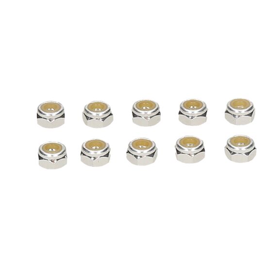Alu Nylon nut silver 4mm (10pcs)