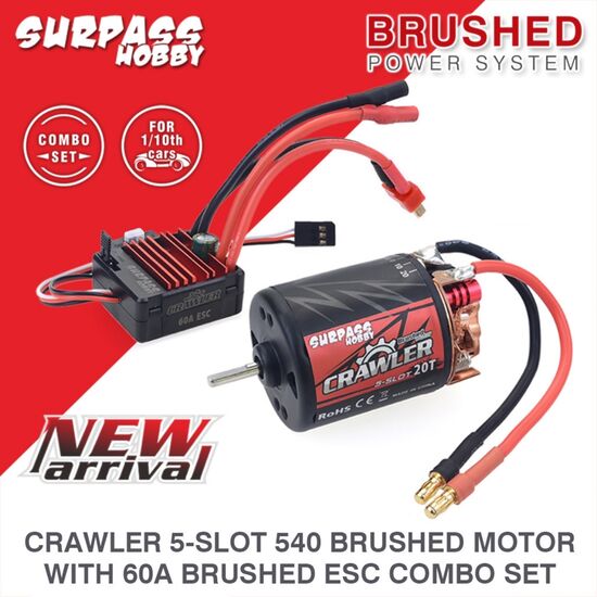 SP-054000-92-Surpass Combo 540 5-Slot 16T 13700 RPM&nbsp; &nbsp;+ 60A brushed ESC for Crawler car