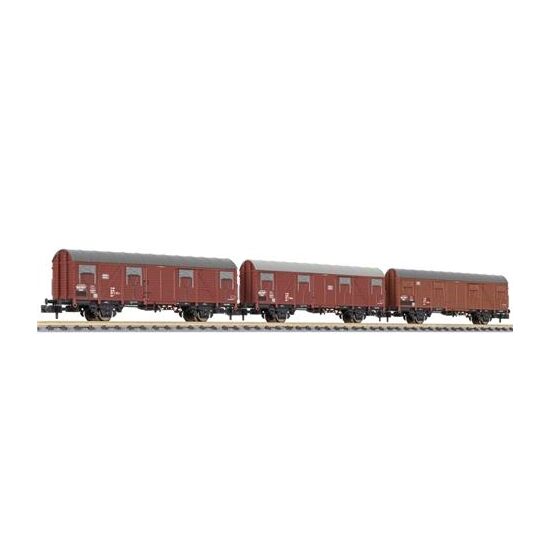 3 ged. Güterwagen Gbs 245 ohne Bühne, DB, Ep.IV