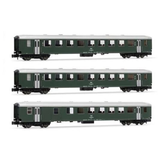 ÖBB 3 Schlierenwagen 2 x B + 1 x BD grün Ep IV