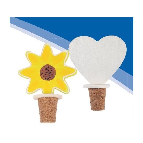 2er Set Deko-Korken Herz & Blume