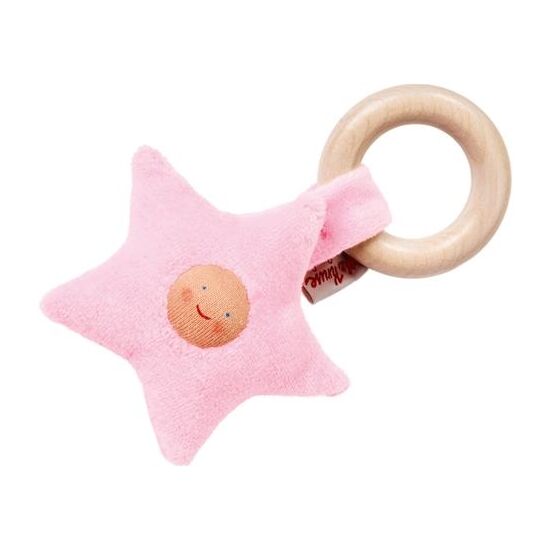 Organic Holzgreifling mit Stern rosa