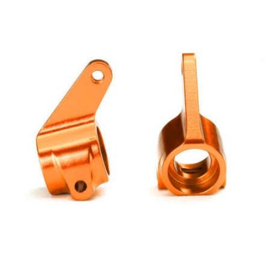Steering blocks, Rustler/Stampede/Ban dit (2), 6061-T6 aluminum (orange-ano odized)/ 5x11mm ball bearings (4)