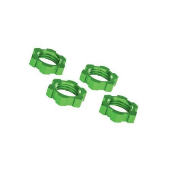 Wheel nuts, splined, 17mm, serrated ( green-anodized) (4)