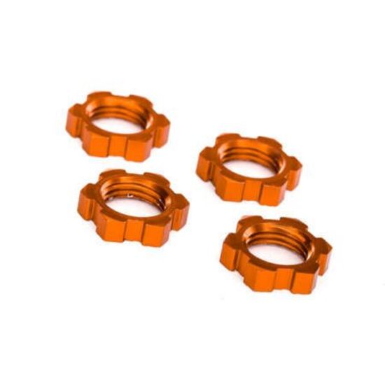 Wheel nuts, splined, 17mm, serrated ( orange-anodized) (4)