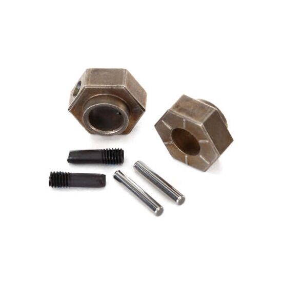 Wheel hubs, 12mm hex (2)/ stub axle p ins (2) (steel) (fits TRX-4)