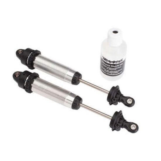 Shocks, GTR, 134mm, silver aluminum ( fully assembled w/o springs) (front, threaded) (2)