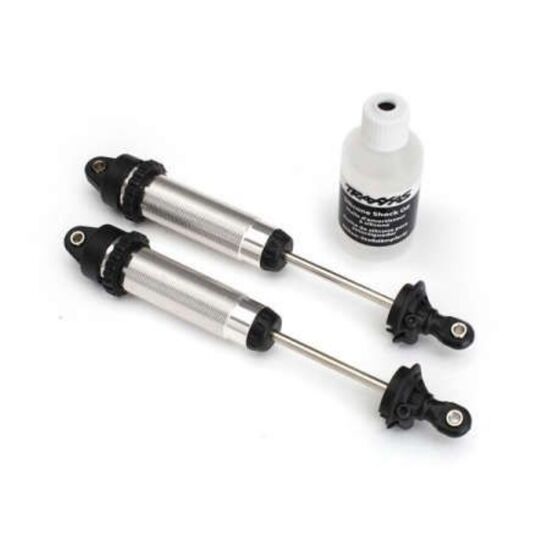Shocks, GTR, 139mm, silver aluminum ( fully assembled w/o springs) (rear, t hreaded) (2)