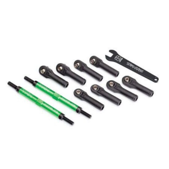 Toe links, E-Revo VXL (TUBES green-an odized, 7075-T6 aluminum, stronger th an titanium) (144mm) (2)/ rod ends, a