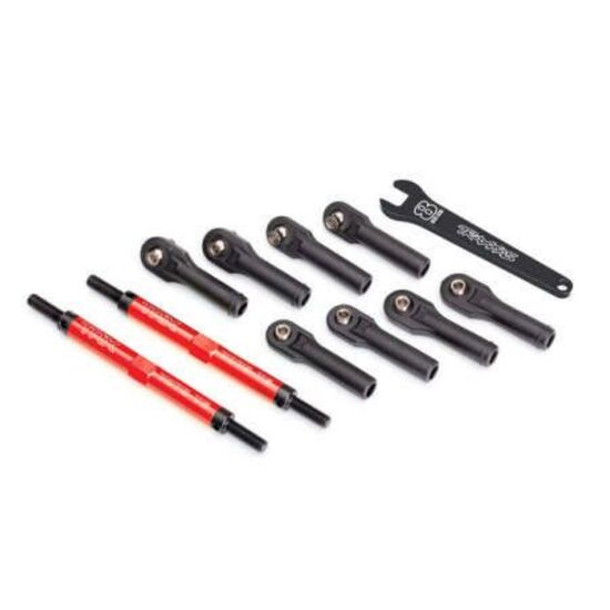 Toe links, E-Revo VXL (TUBES red-anod ized, 7075-T6 aluminum, stronger than titanium) (144mm) (2)/ rod ends, ass