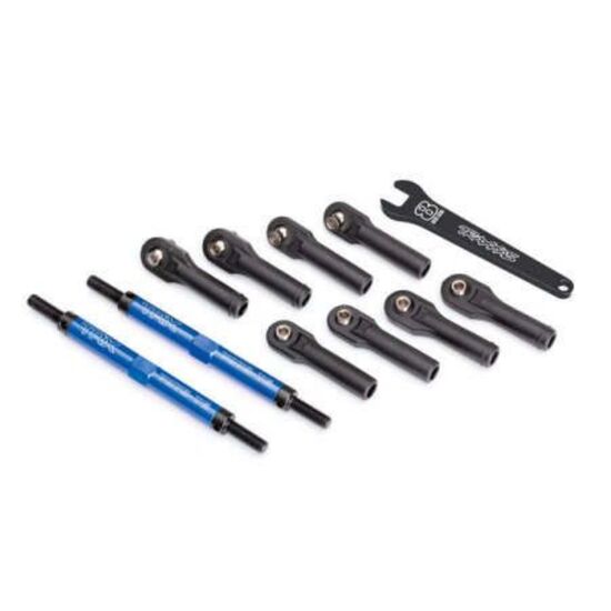 Toe links, E-Revo VXL (TUBES blue-ano dized, 7075-T6 aluminum, stronger tha n titanium) (144mm) (2)/ rod ends, as