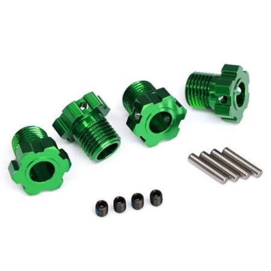Wheel hubs, splined, 17mm (green-anod ized) (4)/ 4x5 GS (4), 3x14mm pin (4)