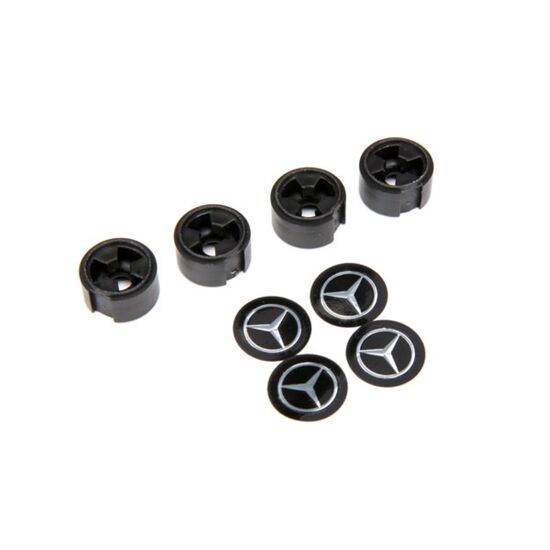 Center caps, Mercedes-Benz G 500 4x4 wheel (black) (4) (requires #8255A extended stub axle)