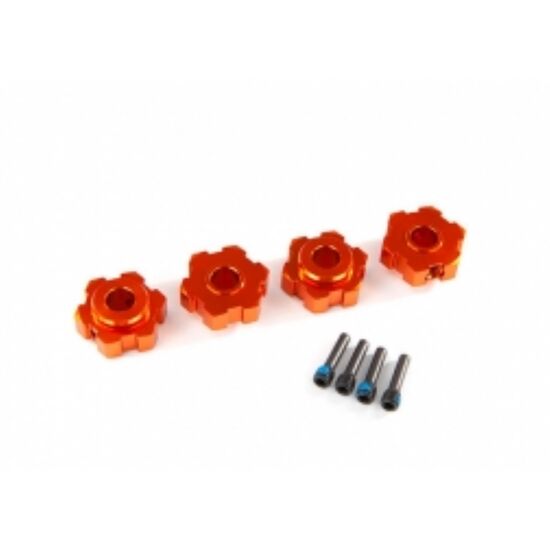 Wheel hubs, hex, aluminum (orange-ano dized) (4)/ 4x13mm screw pins (4)