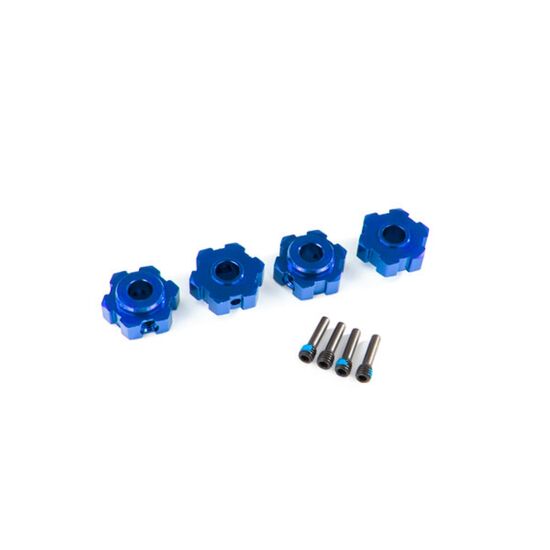 Wheel hubs, hex, aluminum (blue-anodi zed) (4)/ 4x13mm screw pins (4)