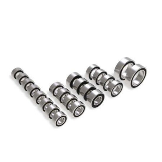 Ball bearing set, black rubber sealed , complete (3x6x2.5mm (8), 5x8x2.5mm (4), 4x8x3mm (4), 8x12x3.5mm (2), 3.5