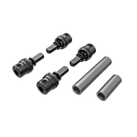 Driveshafts, center, male (steel) (4) / driveshafts, center, female, 6061-T 6 aluminum (dark titanium-anodized) (