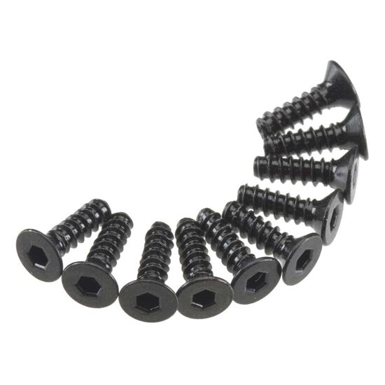 Hex Socket Tap Flat Head M3x10mm Blac k (10)