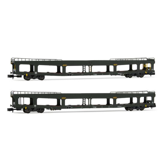 SNCF 2 Wagon de transport de voitures DD DEV 66 DEV vert Ep IV
