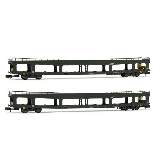 SNCF 2 Wagon de transport de voitures DD DEV 66 DEV vert Ep V
