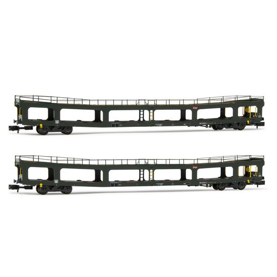 SNCF 2 Wagon de transport de voitures DD DEV 66 DEV vert Ep VI