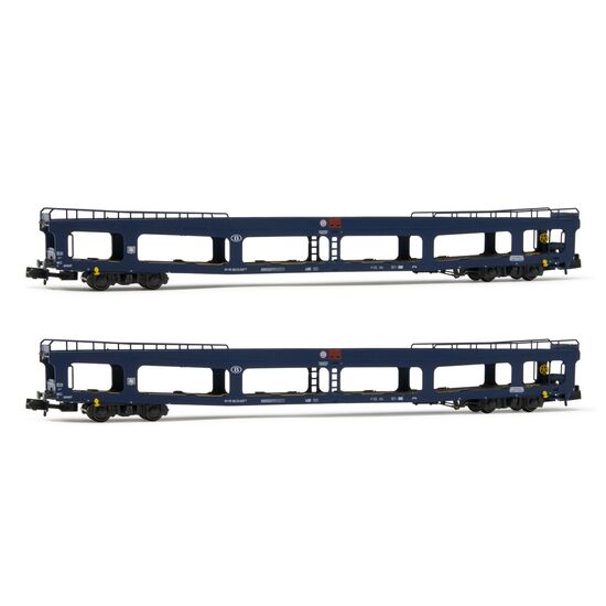 SNCB 2 Wagon de transport de voitures DD DEV 66 DEV bleu Ep VI