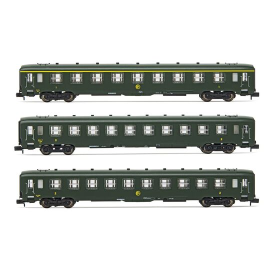 SNCF 3 Reisezugwagen DEV AO A9 2xB10 grün Ep. III