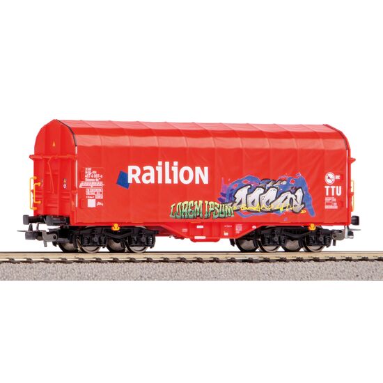 Wagon à bâche coulissante Railion NS avec graffiti V