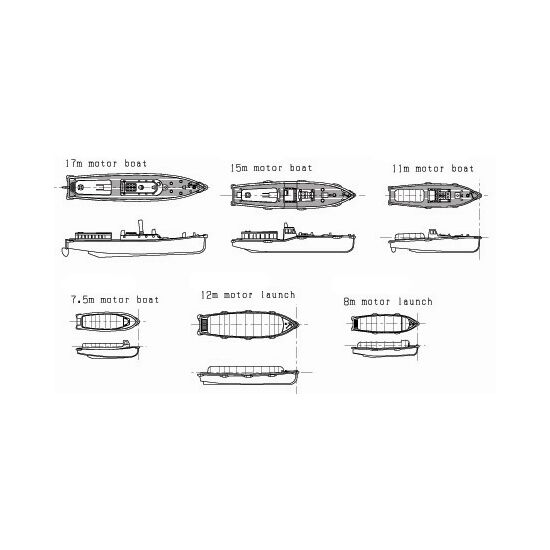 WWII Ensemble de bateaux utilitaires de la marine japonaise