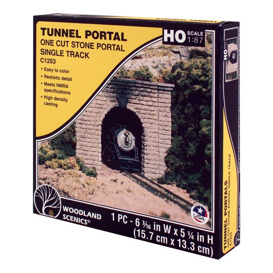 H0-Spur Tunnelportal 1-Gl geschnittener Stein