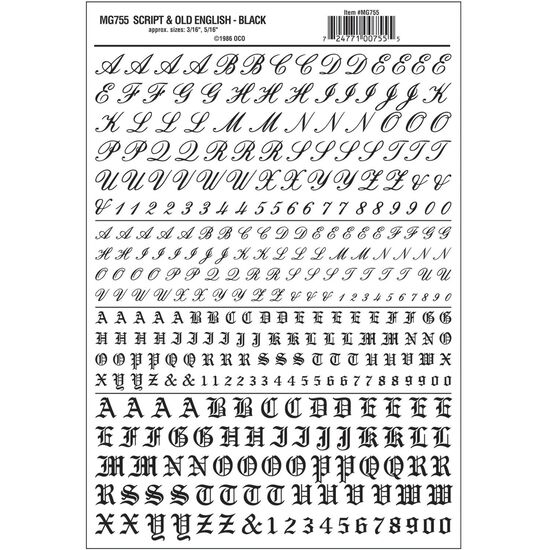 Buchstaben + Zahlen  Altengl. + Schreibschr.