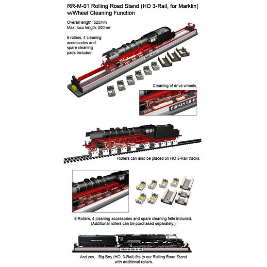 H0-AC Banc d'essai à rouleaux + nettoyage 500mm Märklin