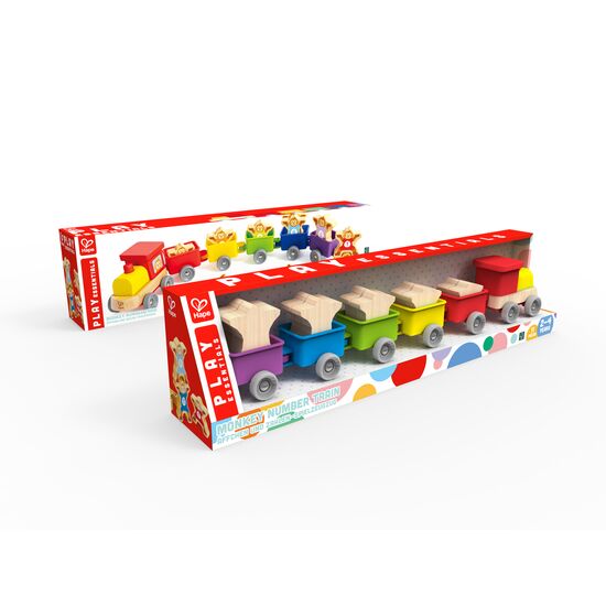 Petit singe et train de jouets à chiffres