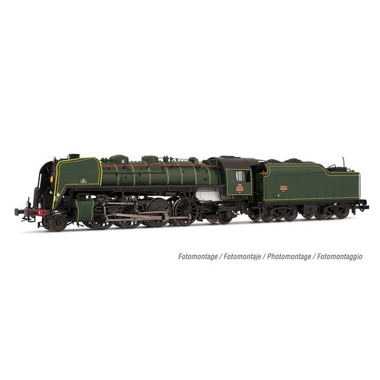 SNCF 141R 460 avec roues à rayons mixtes et tender charbon vert tender vert Ep.III